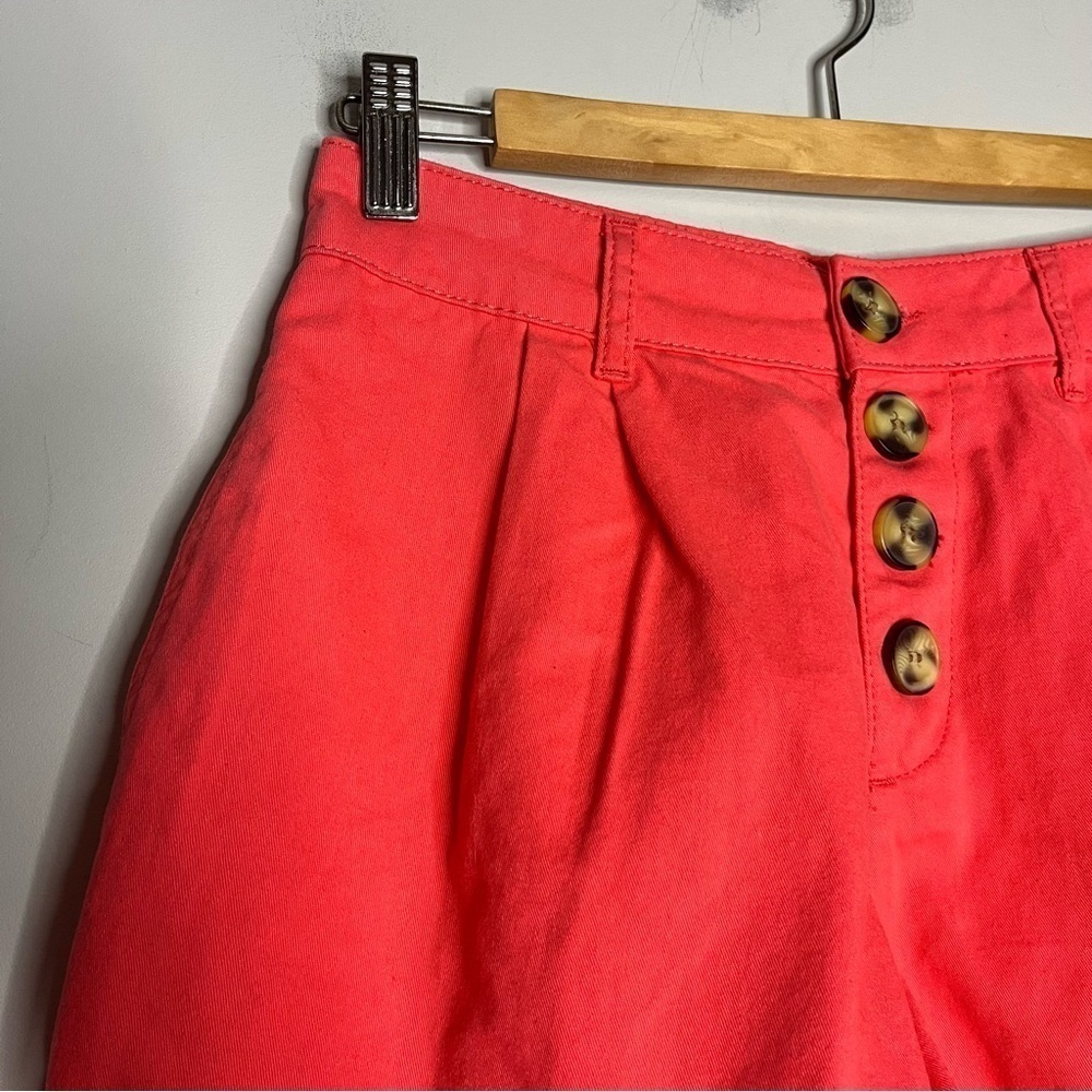 NWOT Urban Outfitters BDG High Waisted Button Fly Coral Orange Cotton Shorts-26 - Picture 2 of 9